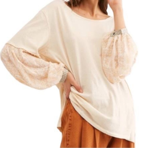 FREE people jade Boho mixed media blouse - Picture 2 of 14